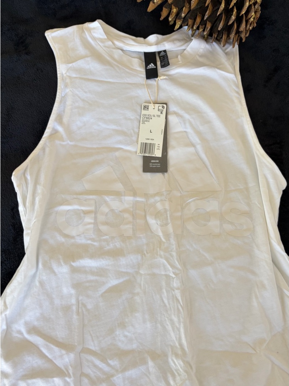 NWT adidas White Embossed Logo Muscle Tank